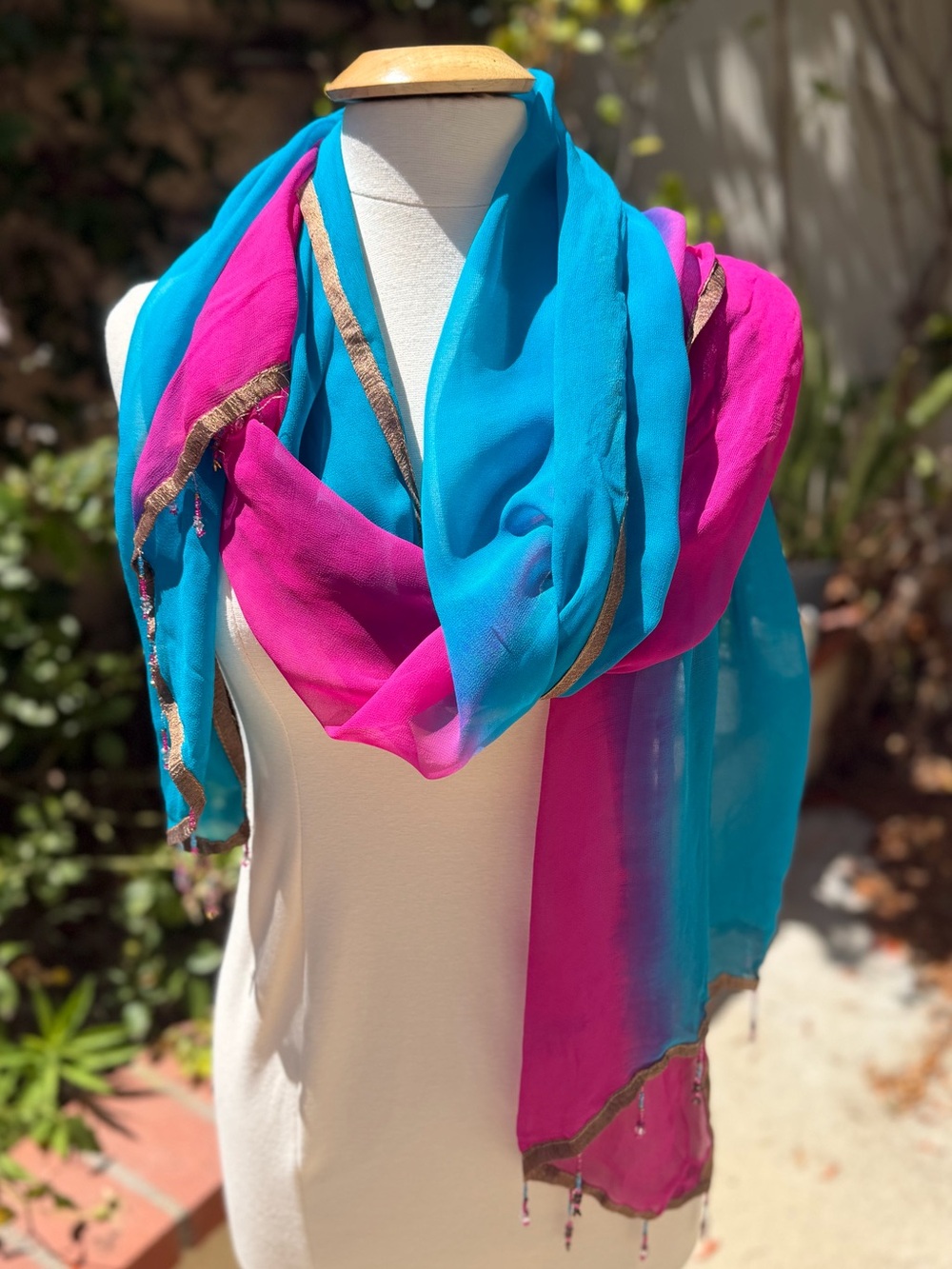 Vibrant Teal & Fuchsia Lightweight Women's Scarf